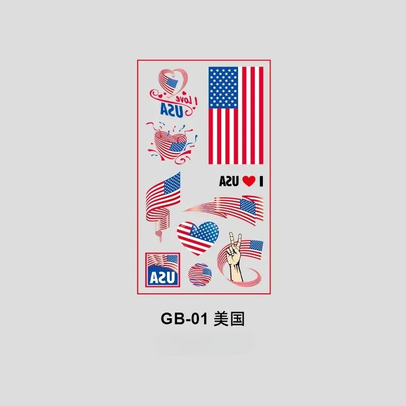 10Pcs Waterproof National Flag Temporary Tattoos for 2026 World Cup Face Body Stickers for Football Fans Match Day Decorations