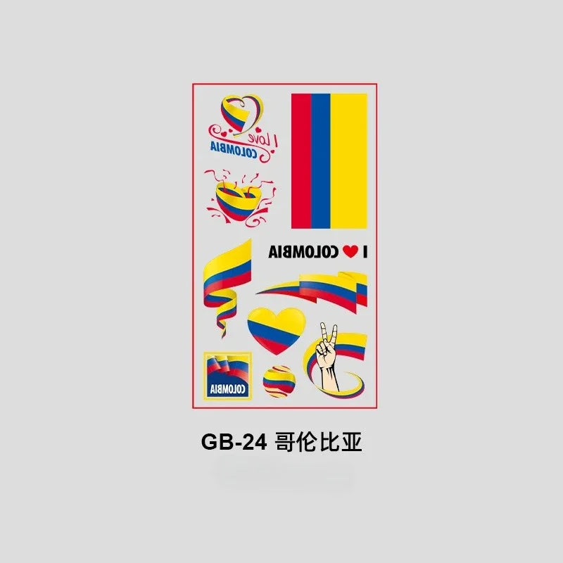 10Pcs Waterproof National Flag Temporary Tattoos for 2026 World Cup Face Body Stickers for Football Fans Match Day Decorations