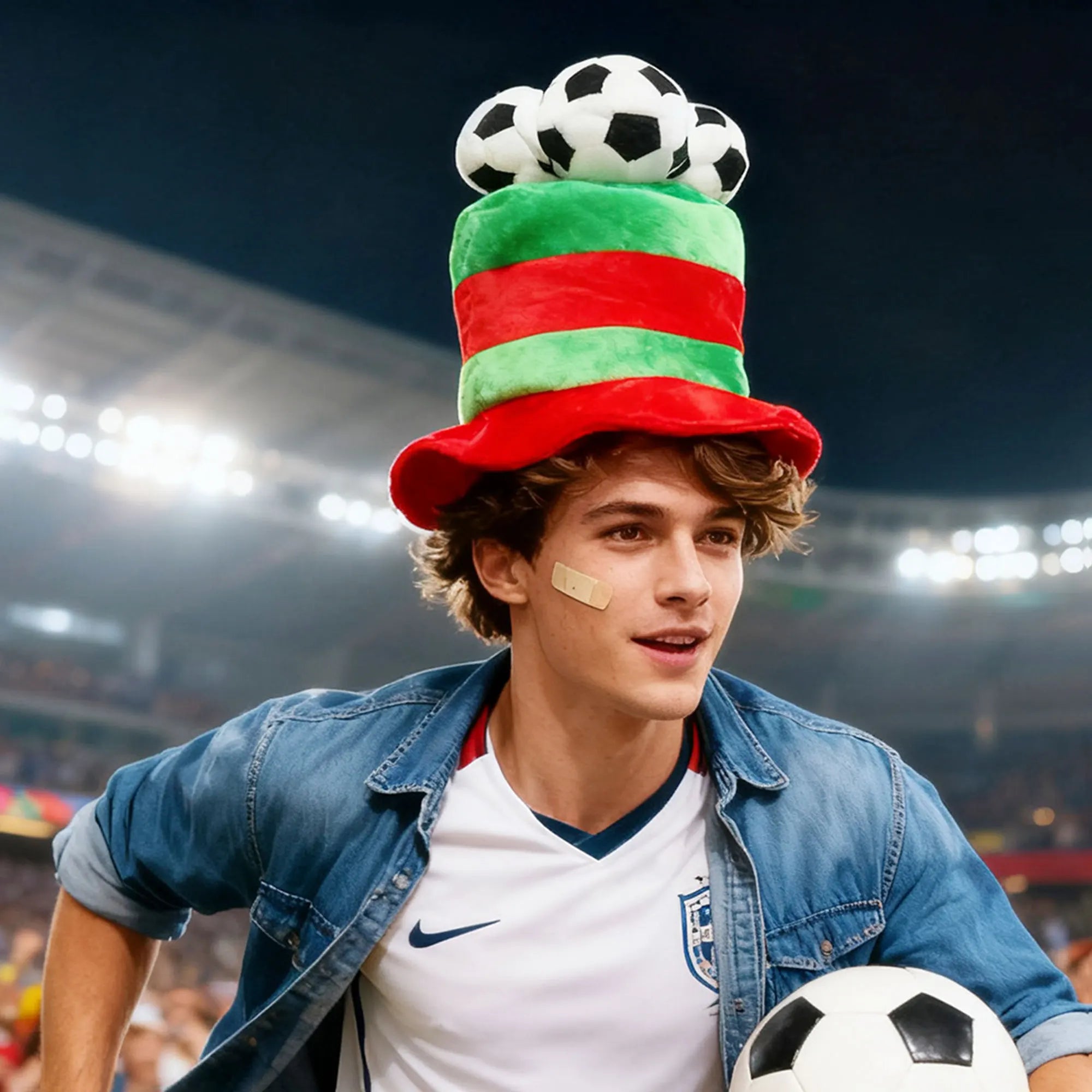 Top Hat 2026 World Cup Flag Hat Fan Gear Velvet Tall Hat Football-Shaped Fedoras Cheer Accessories Carnival Celebration Gift Hat