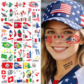 10 Sheets 2026 North America World Cup Flag Temporary Tattoos Football Sports Face Stickers For Fans Festival Party Decor