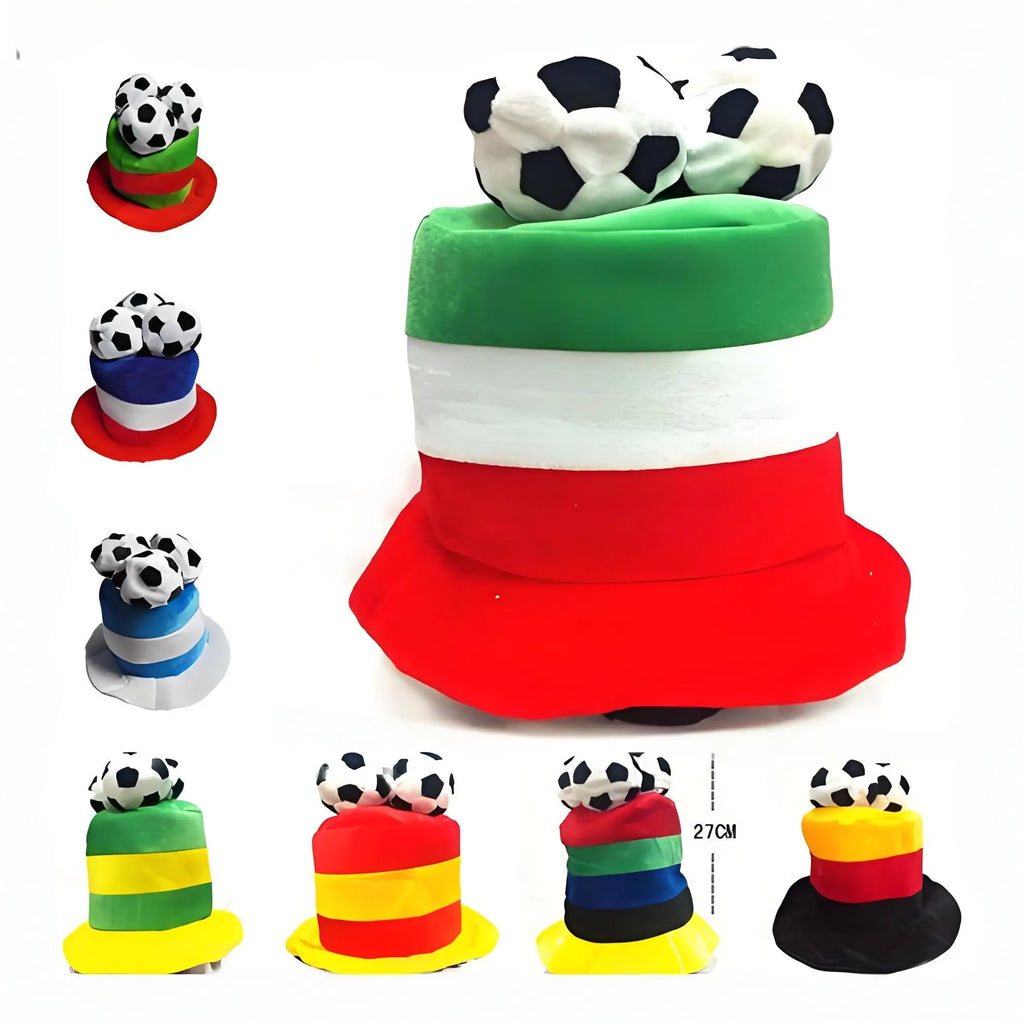 Top Hat 2026 World Cup Flag Hat Fan Gear Velvet Tall Hat Football-Shaped Fedoras Cheer Accessories Carnival Celebration Gift Hat