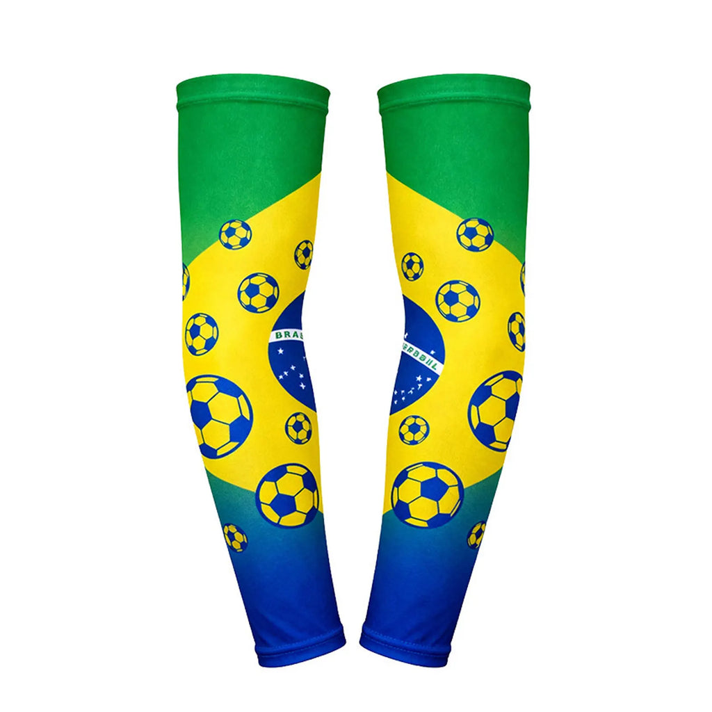 2set Breathable Ice Silk Arm Sleeves 2026 World Football Cup National Flag Arm Sleeves for Fan Support Sun Protection Arm Sleeve