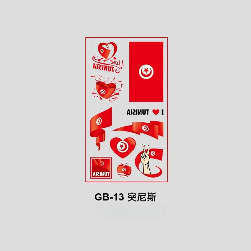 10Pcs Waterproof National Flag Temporary Tattoos for 2026 World Cup Face Body Stickers for Football Fans Match Day Decorations