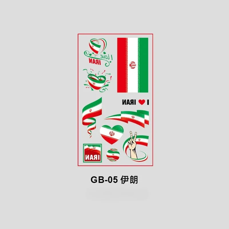 10Pcs Waterproof National Flag Temporary Tattoos for 2026 World Cup Face Body Stickers for Football Fans Match Day Decorations