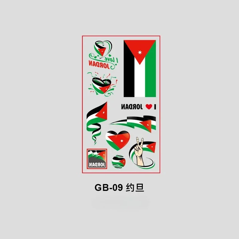 10Pcs Waterproof National Flag Temporary Tattoos for 2026 World Cup Face Body Stickers for Football Fans Match Day Decorations