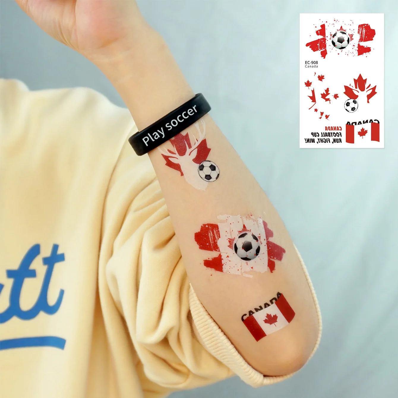 10 Sheets 2026 North America World Cup Flag Temporary Tattoos Football Sports Face Stickers For Fans Festival Party Decor