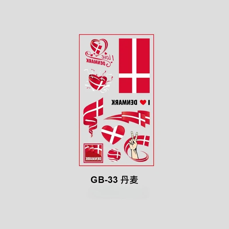 10Pcs Waterproof National Flag Temporary Tattoos for 2026 World Cup Face Body Stickers for Football Fans Match Day Decorations