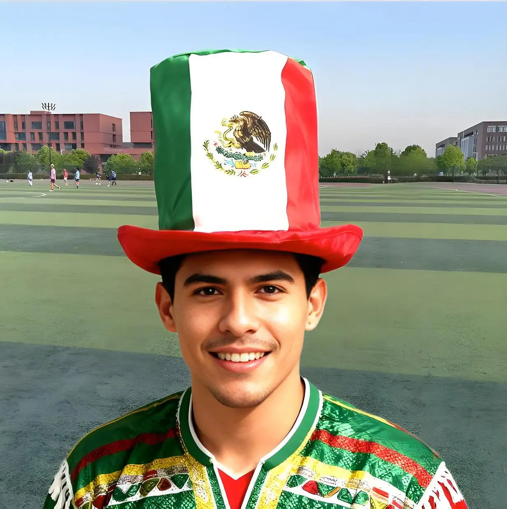 Top Hat 2026 World Cup Flag Hat Fan Gear Velvet Tall Hat Football-Shaped Fedoras Cheer Accessories Carnival Celebration Gift Hat