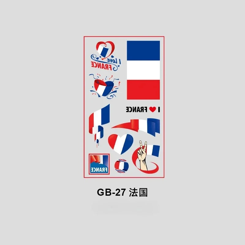 10Pcs Waterproof National Flag Temporary Tattoos for 2026 World Cup Face Body Stickers for Football Fans Match Day Decorations