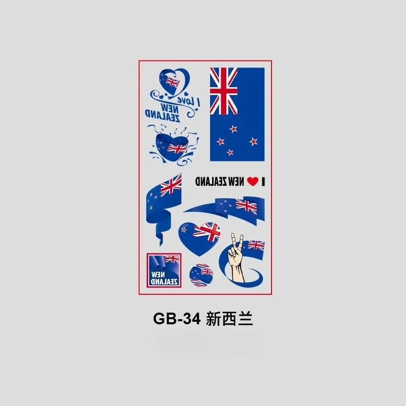 10Pcs Waterproof National Flag Temporary Tattoos for 2026 World Cup Face Body Stickers for Football Fans Match Day Decorations