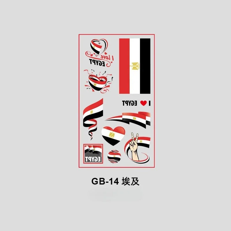 10Pcs Waterproof National Flag Temporary Tattoos for 2026 World Cup Face Body Stickers for Football Fans Match Day Decorations
