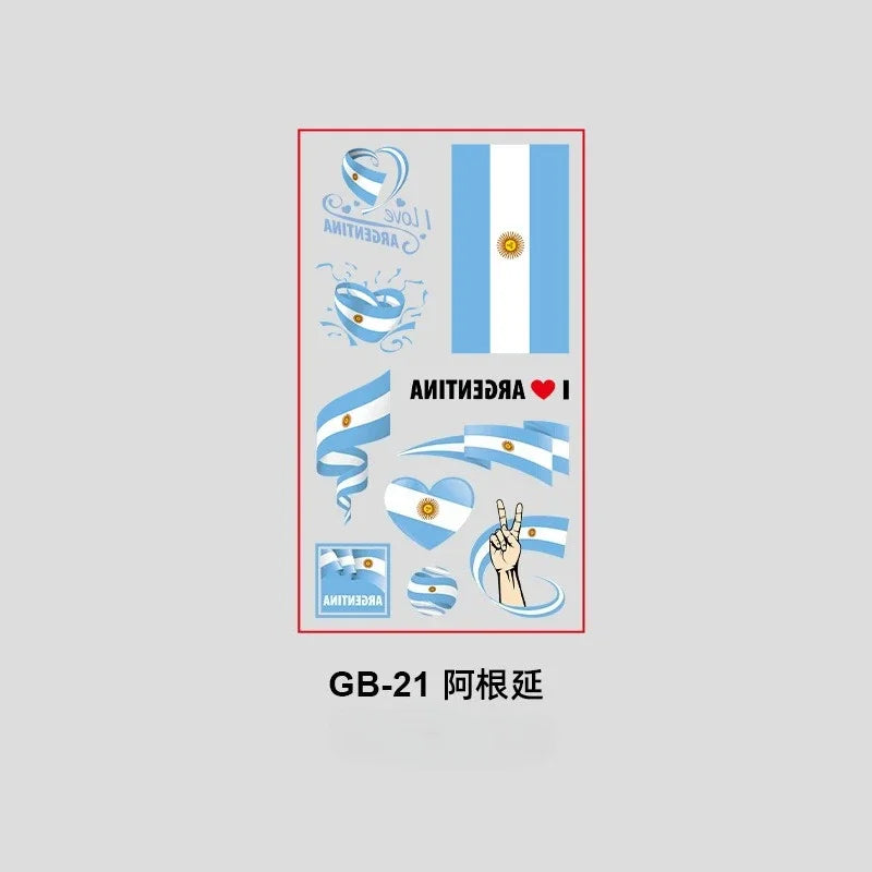 10Pcs Waterproof National Flag Temporary Tattoos for 2026 World Cup Face Body Stickers for Football Fans Match Day Decorations