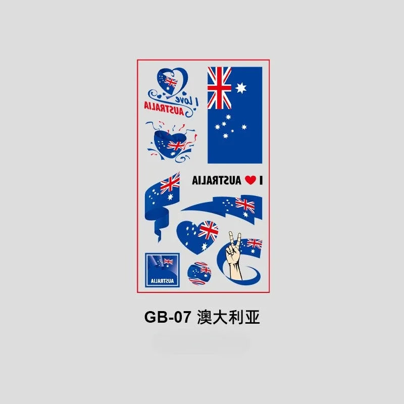 10Pcs Waterproof National Flag Temporary Tattoos for 2026 World Cup Face Body Stickers for Football Fans Match Day Decorations
